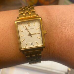 Gold Rectangular Watch by Larsson and Jennings